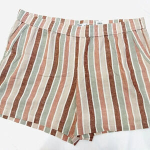 NWT SONOMA Women Mid Rise Pockets Ultra Waistband Striped Shorts Plus Size 2X